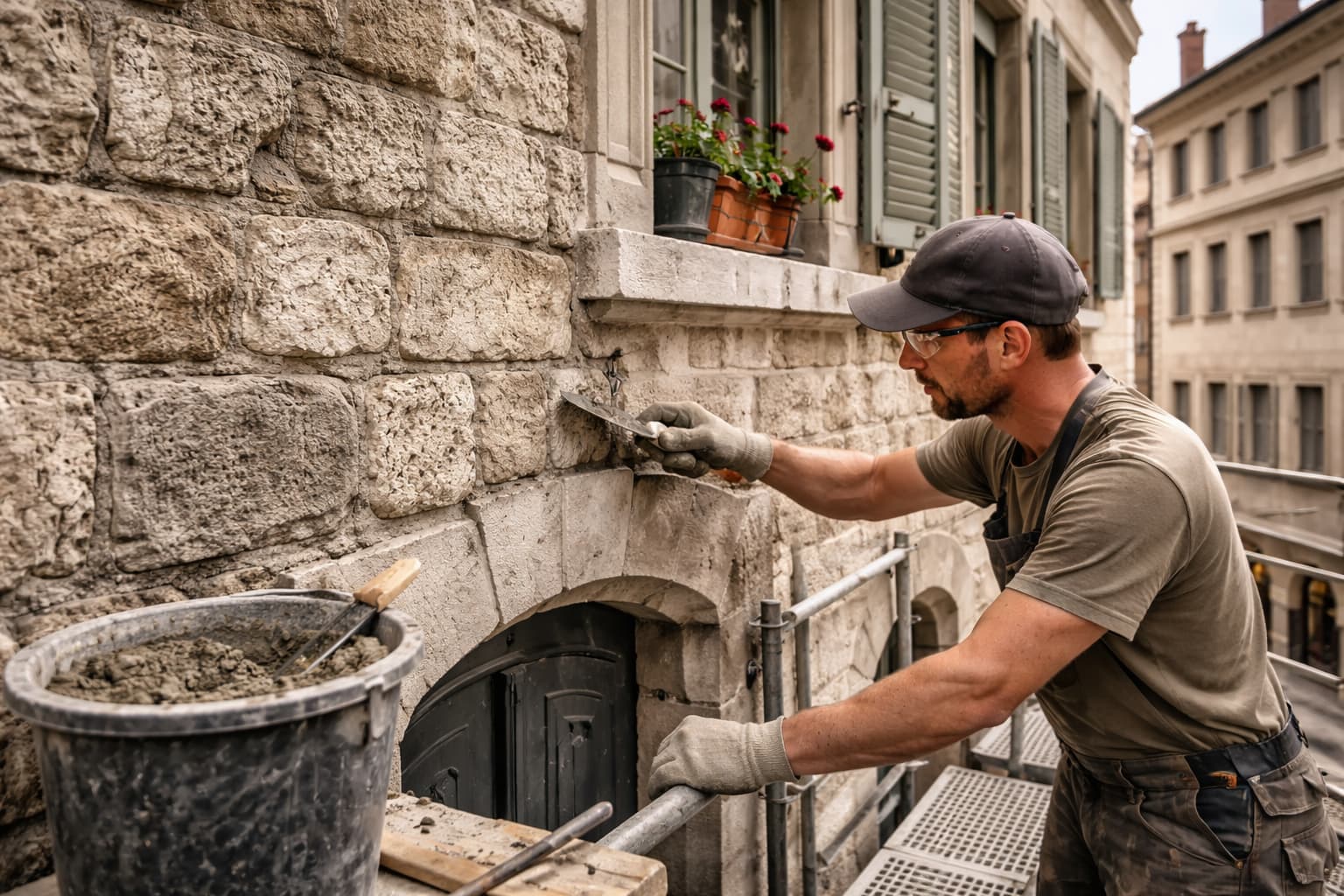 Restauration façade ancienne en pierre