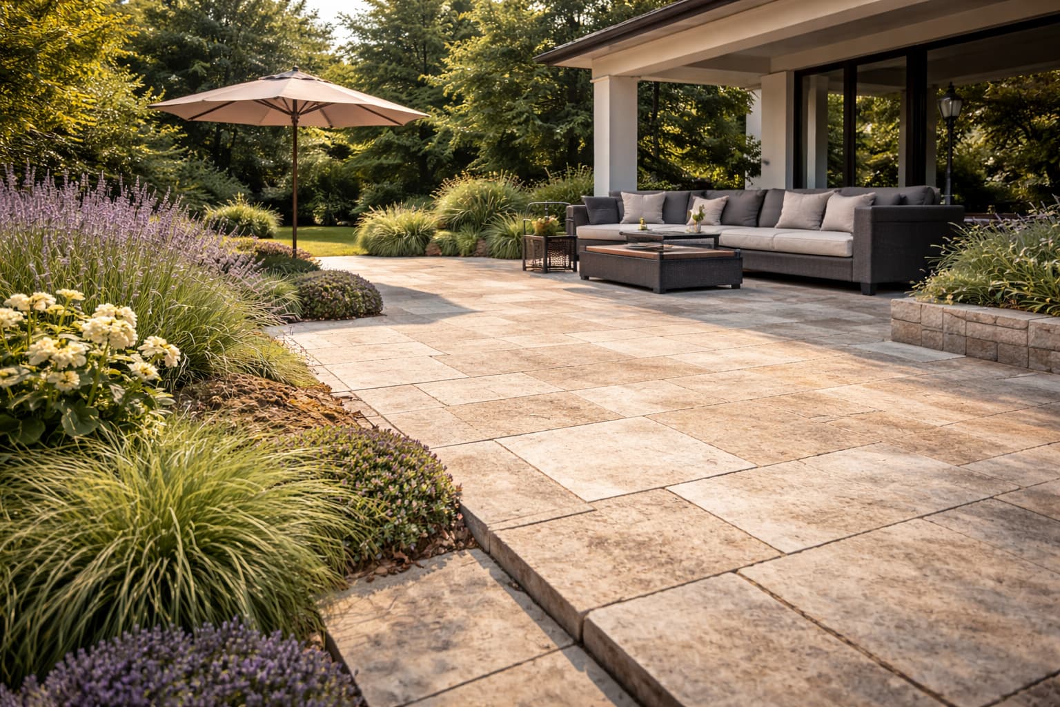 Terrasse pierre naturelle villa privée