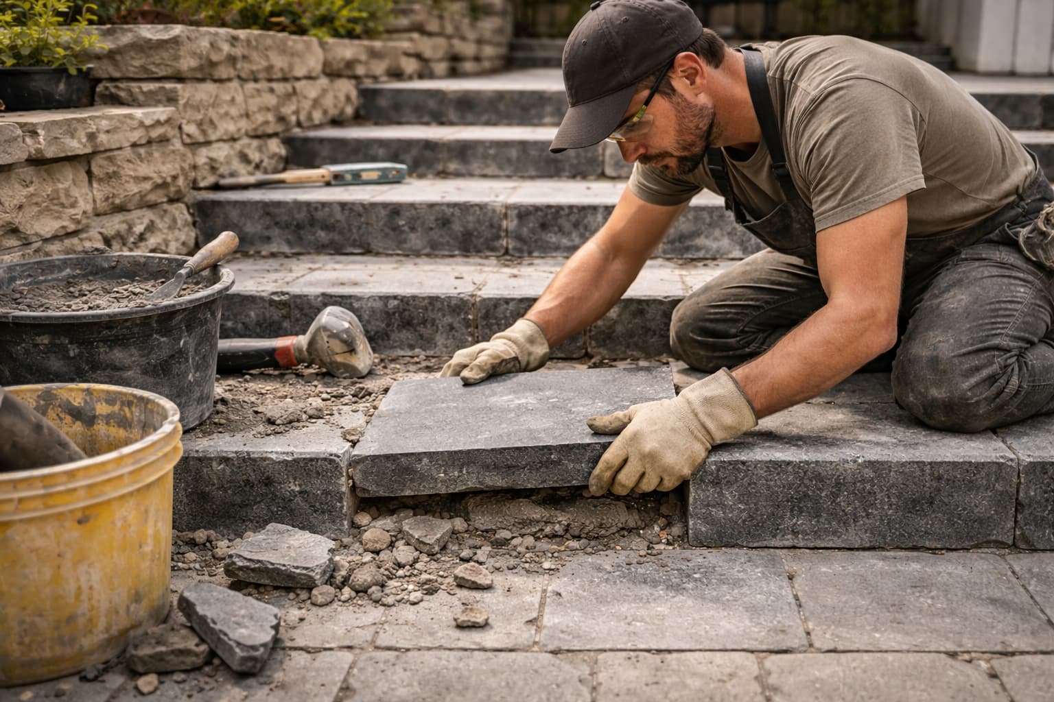 Réparation et remplacement de dalles en pierre